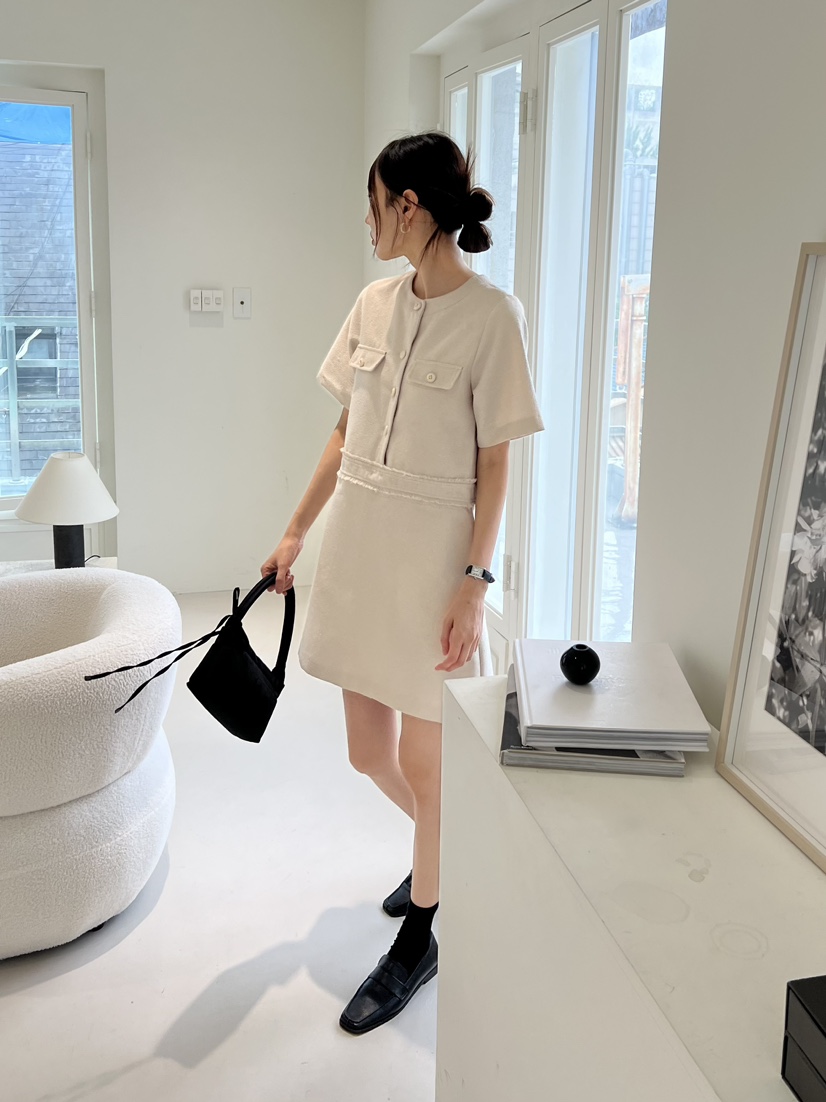 ME MO韓國直郵女裝新款推薦真品時尚24秋冬人氣連衣裙花呢ME MO連衣裙